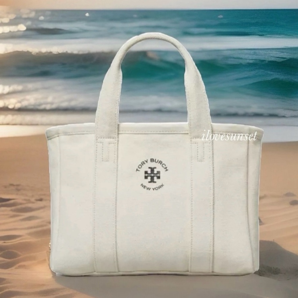 ‼️WOW‼️(Tory Burch} Natural Canvas Tote Bag - Double Top Handle for Beach tote‼️ - Picture 2 of 10